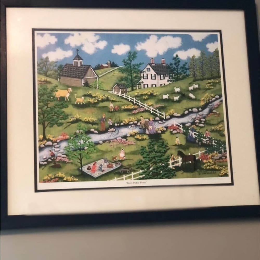 Joan Boyer Kopp “Berry Pickin” 3X matted Framed Signed Print